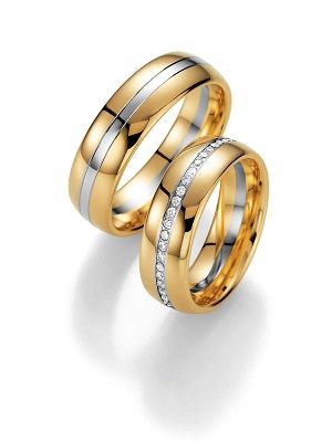 Комбинированные обручальные кольца из белого и желтого золота