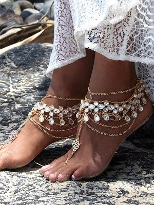 Браслет на ногу металл со стразами, к (пара) - Аюрведа, аюрведическая косметика из Индии