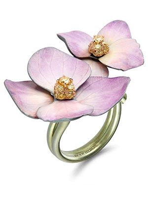 кольцо в форме цветка фиалки