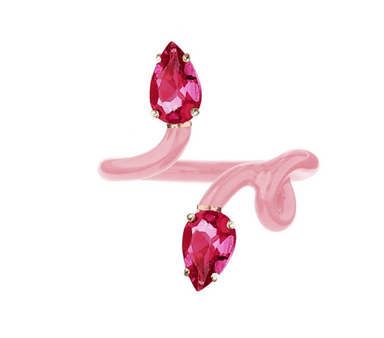 Кольцо Double Tendril от Bea Bongiasca из розового корунда