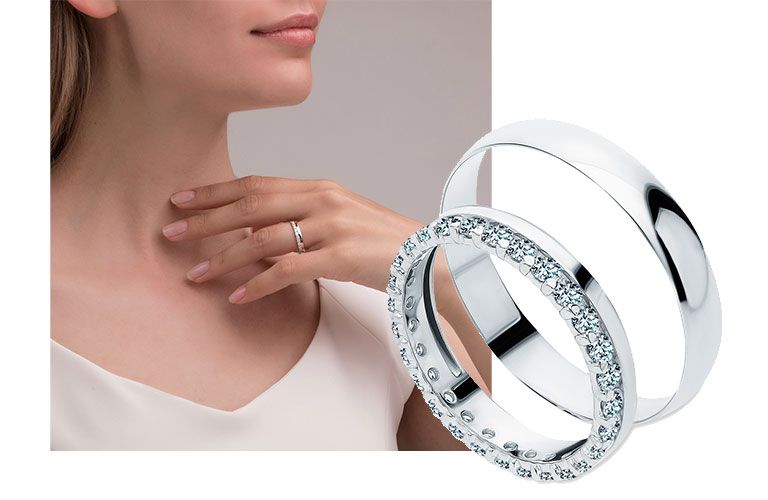 Золотое обручальное кольцо с бриллиантами 