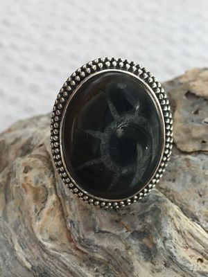 Серебряное кольцо с септарией «третий глаз»