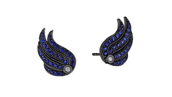 Серьги-гвоздики Maryam из коллекции Ocean Princess из черного золота с синими сапфирами и бриллиантами,