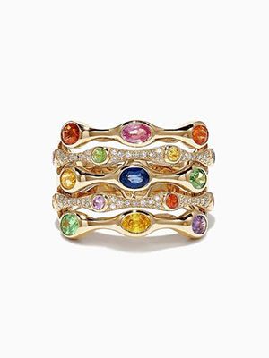 кольцо с сапфирами разных цветов