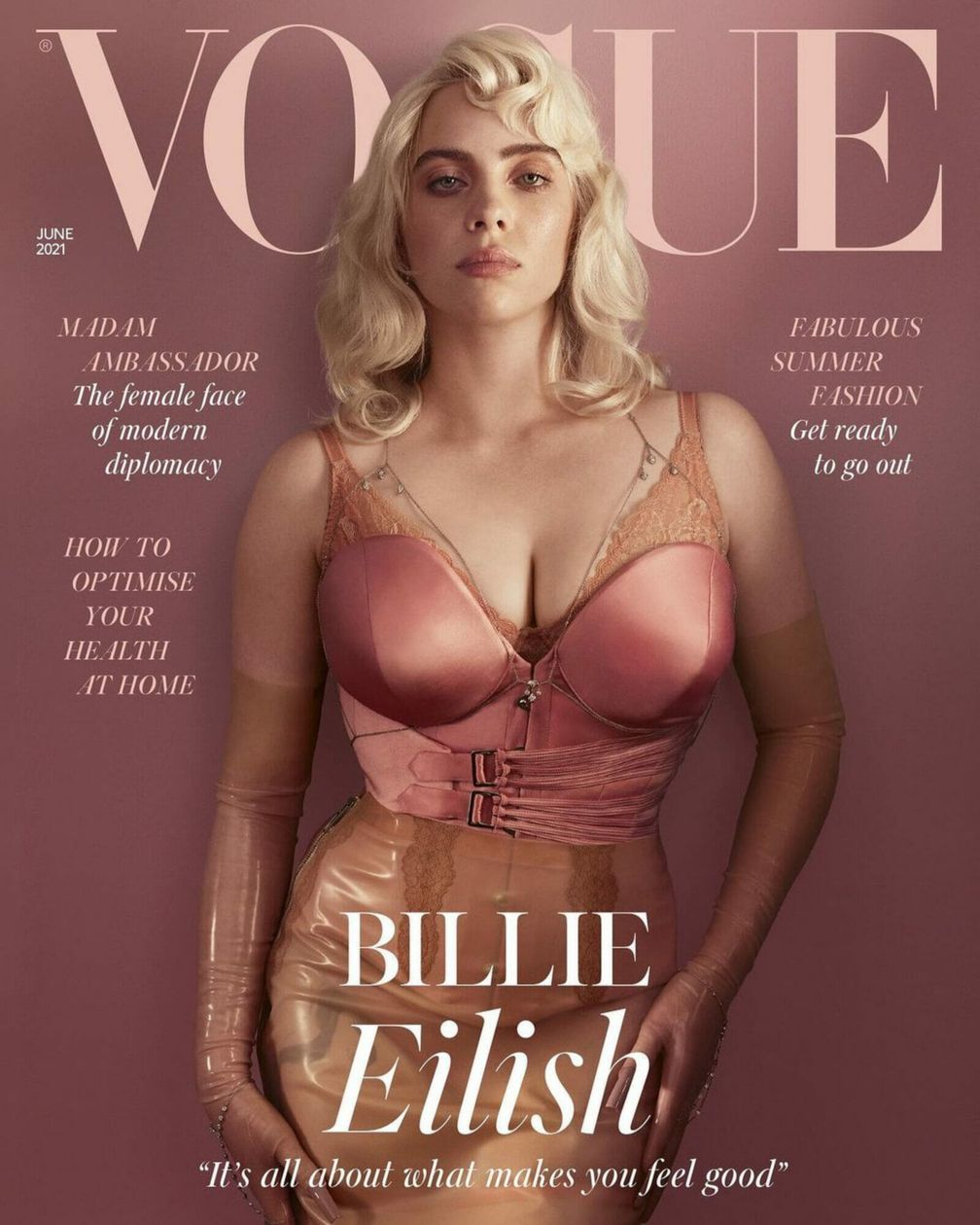 Билли Айлиш в цепочке от Jacquie Aiche на обложке июньского номера британского журнала Vogue