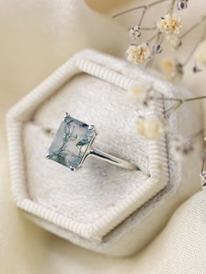 серебряное кольцо с моховым агатом