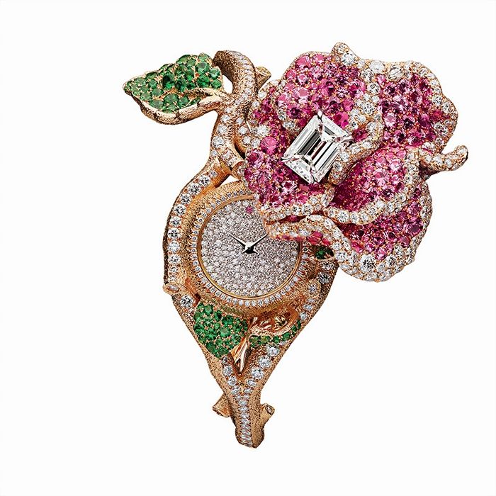 Часы RoseDior из розового и белого золота, бриллиантов, розовых сапфиров и цаворитов