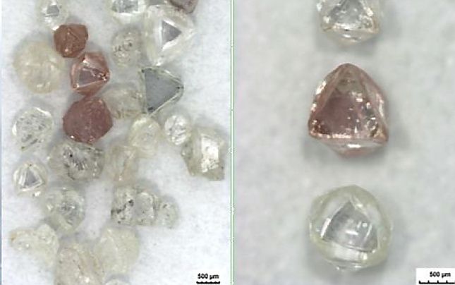 Розовые алмазы, найденные на месторождении Лахтойоки. Фото: Karelian Diamond Resources