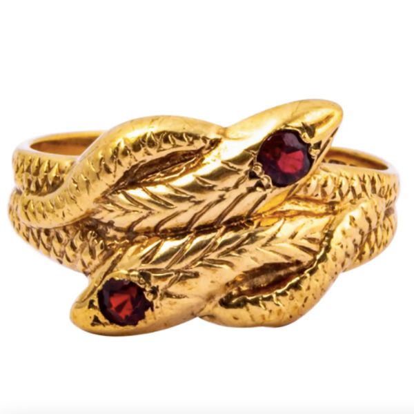 Кольцо Vintage Serpent из 9-каратного золота с гранатами