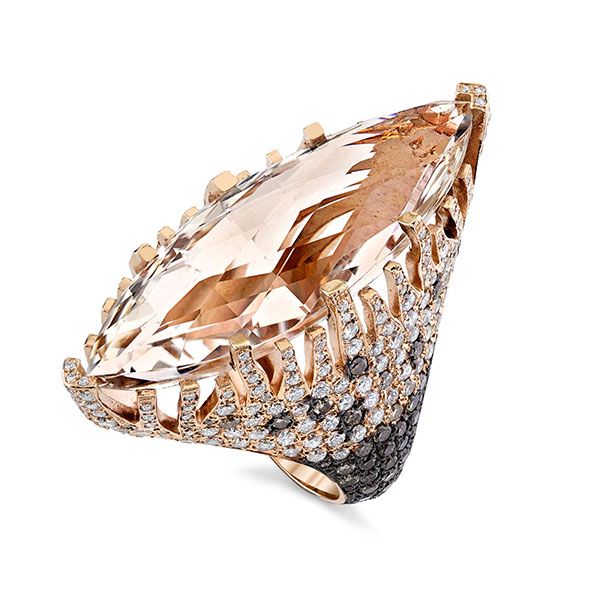 Кольцо Topaz Diamond Crest из 18-каратного розового золота с бриллиантами и топазом