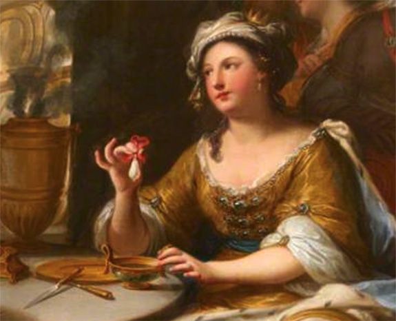 Фрагмент картины Андреа Казали (1705–1784) «Клеопатра, растворяющая жемчужину в вине»