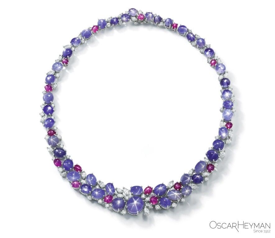 Платиновое ожерелье Oscar Heyman с сапфирами, рубинами и бриллиантами