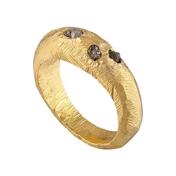 Кольцо Ubdi от Léla Sophia из 14-каратного желтого золота с коричневыми бриллиантами