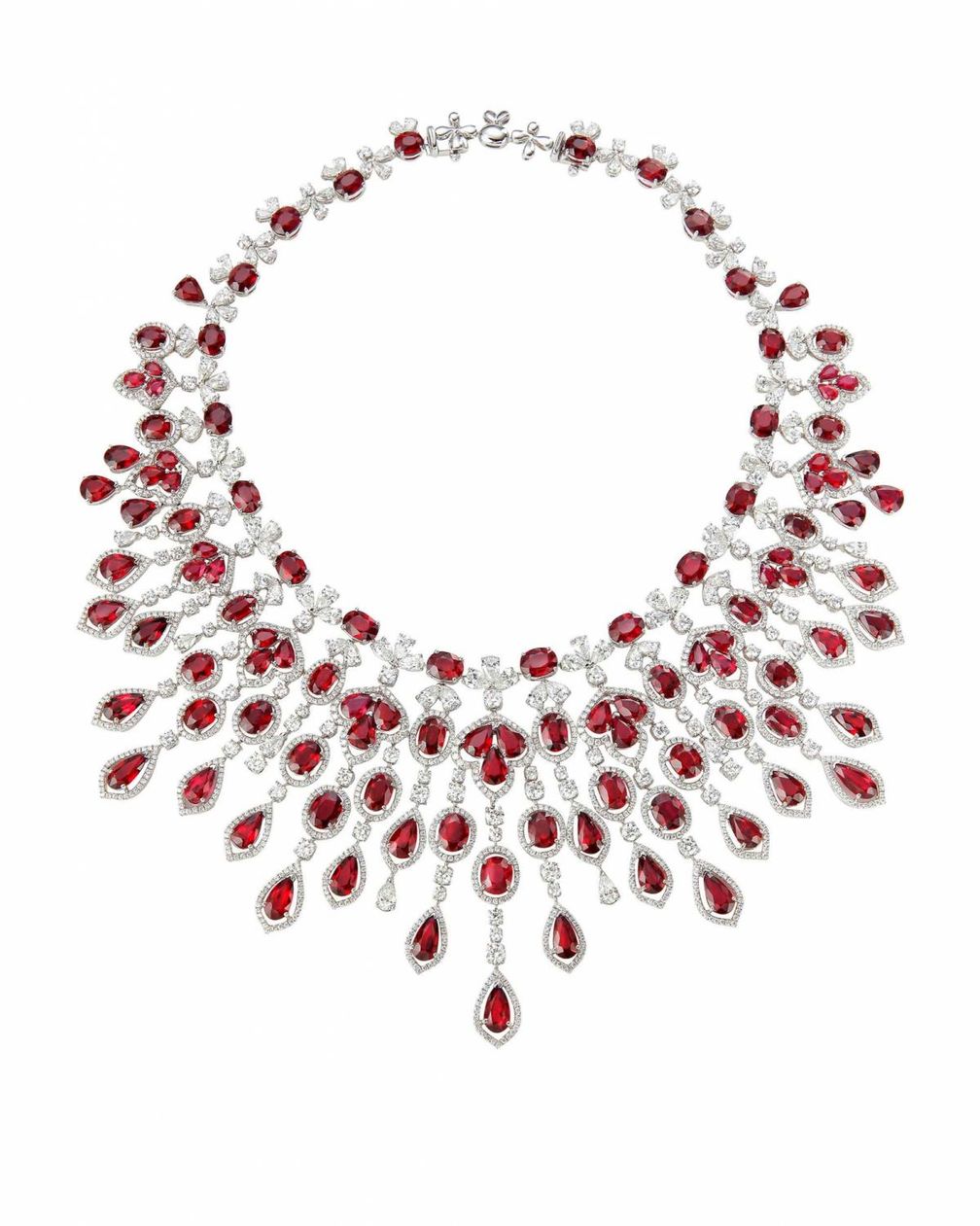 Колье Chopard из коллекции Red Carpet 2018 из 18-каратного белого золота с рубинами и бриллиантами