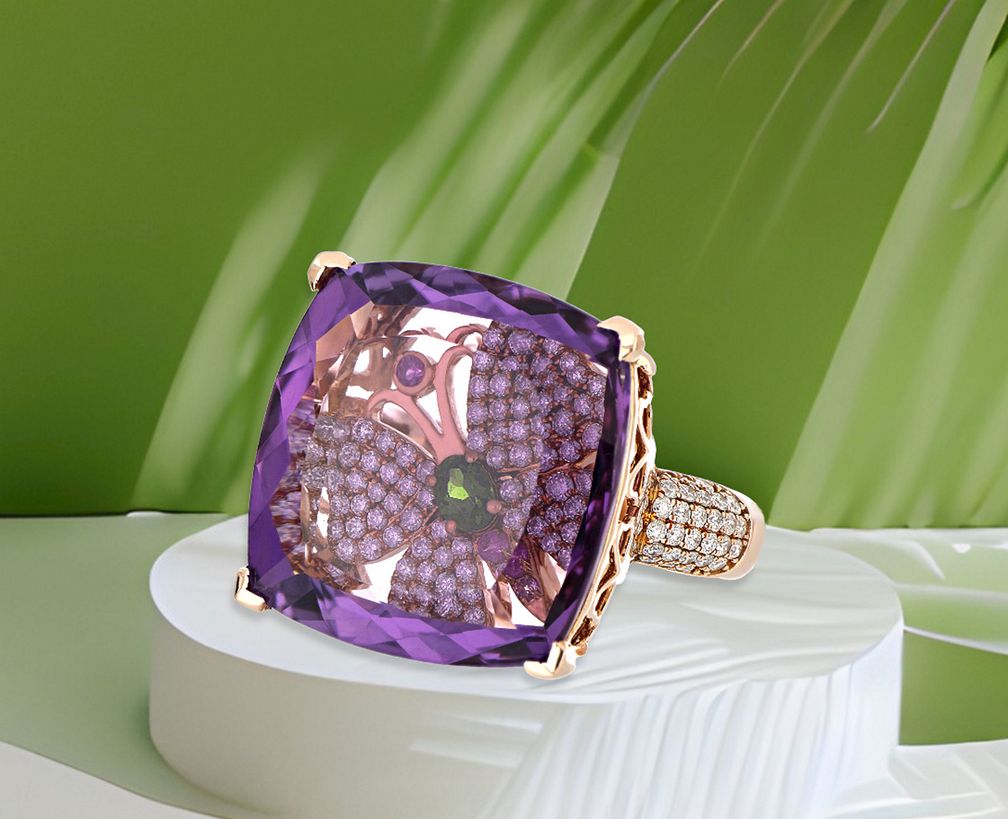 Кольцо Monarch Amethyst and Secret Diamond от Suzy Levian