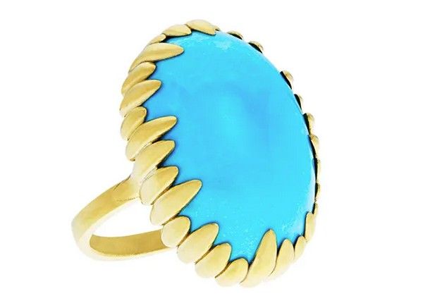Кольцо Jojo Oval Turquoise Bombe из 18-каратного золота с бирюзой; Rush Jewelry Design