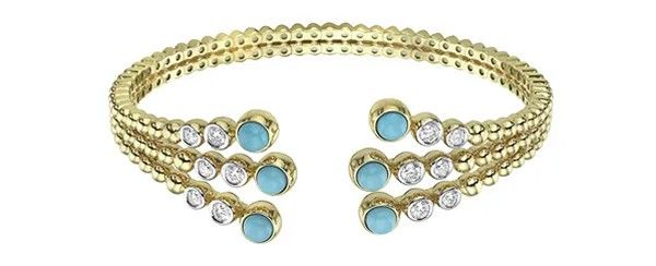Браслет Bubbles Raggi из 18-каратного желтого золота с бриллиантами и бирюзой; Lionheart Fine Jewelry