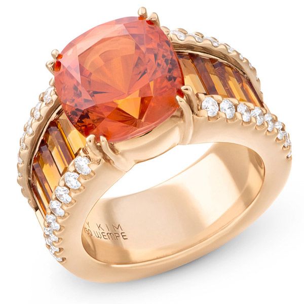 Кольцо Colonna от Wempe из 18-каратного розового золота с мандариновым гранатом, цитрином и бриллиантами