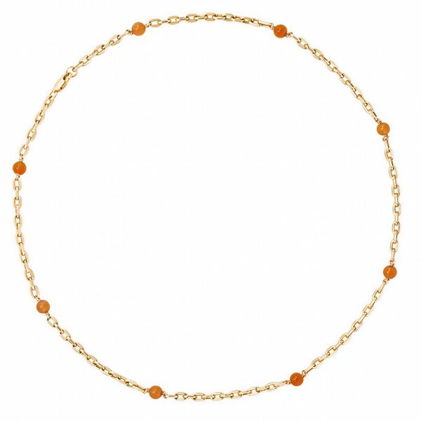 Браслет-цепочка Suad Tramonto от Noor Shamma из 18-каратного желтого золота с сердоликом