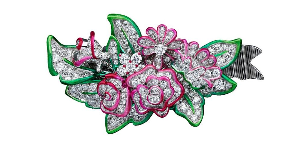 Заколка для волос Dearest Dior из белого золота с бриллиантами и лаком