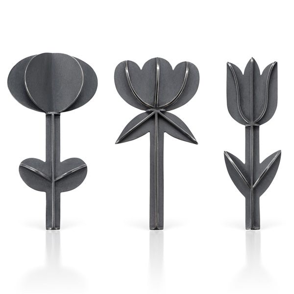 Броши-бутоньерки из оксидированного стерлингового серебра от Erica Bello