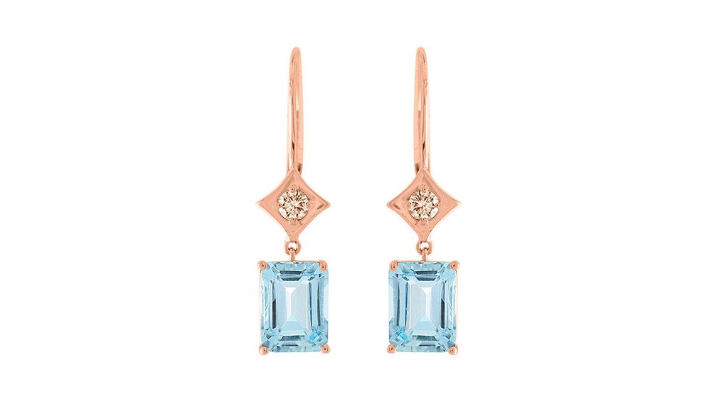 Серьги-подвески Regalo от Gigi Ferranti из 14-каратного розового золота с аквамарином Серьги-подвески Regalo от Gigi Ferranti из 14-каратного розового золота с аквамарином