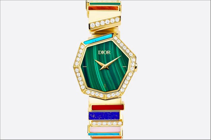 Часы Gem Dior из золота, бриллиантов, малахита, лазурита, сердолика, бирюзы и хризопраза