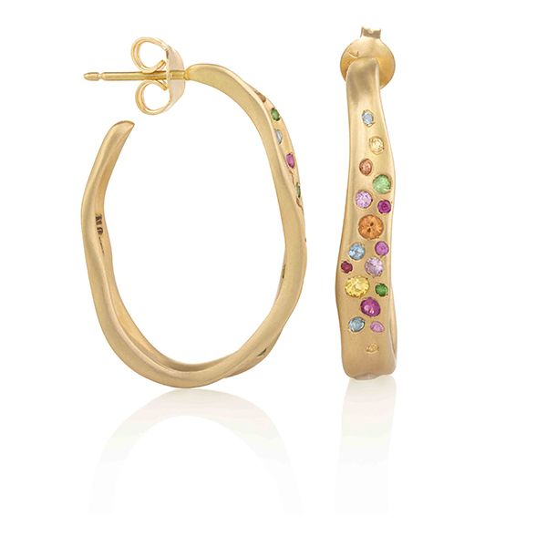 Серьги-кольца Baby Malak Bonbon из 18-каратного золота с разноцветными сапфирами
