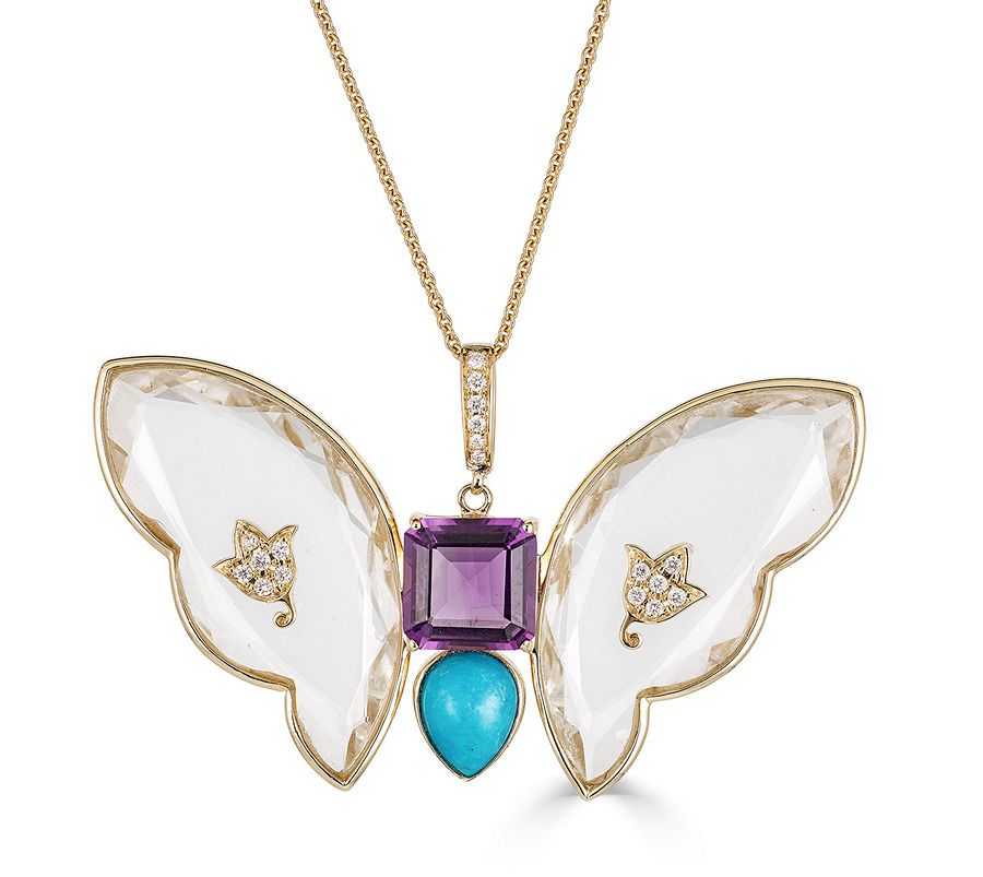Подвеска в виде бабочки с драгоценными камнями из коллекции Crystal Sky от Shaill Jhaveri