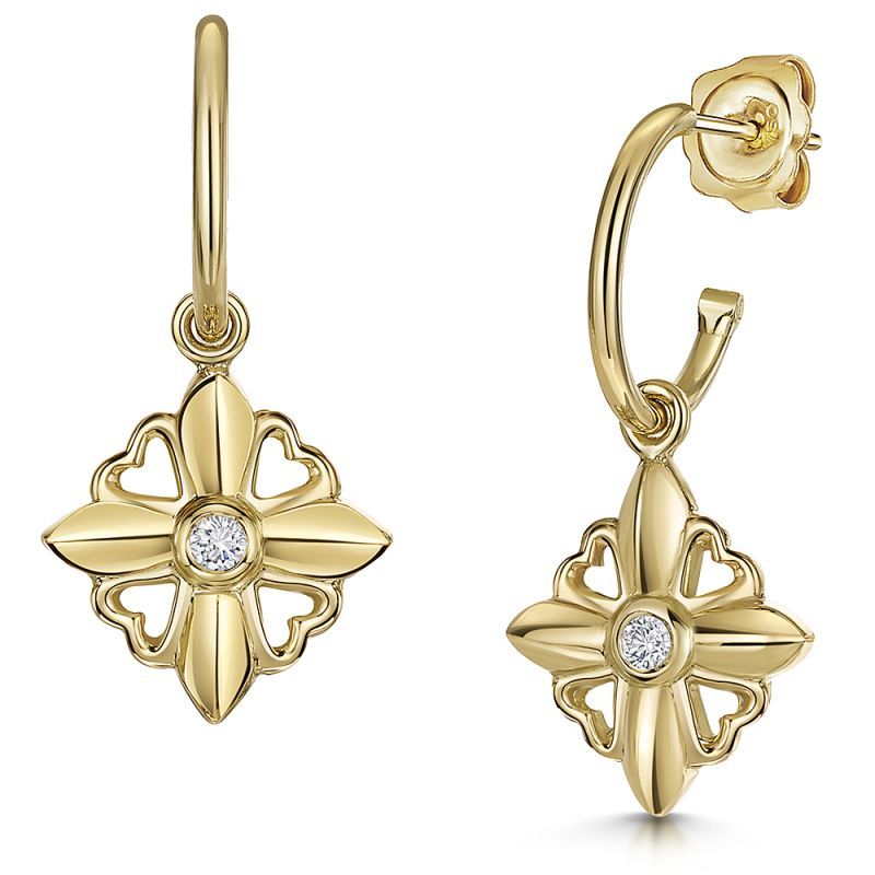 Серьги-подвески Star Fleur-De-Lys из 18-каратного шотландского золота с бриллиантами 