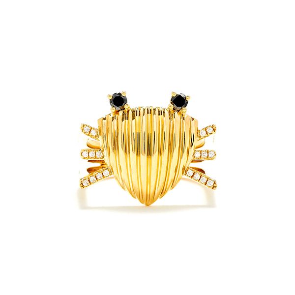 Кольцо от Yvonne Leon в виде краба с черными и серыми бриллиантами Кольцо от Yvonne Leon в виде краба с черными и серыми бриллиантами