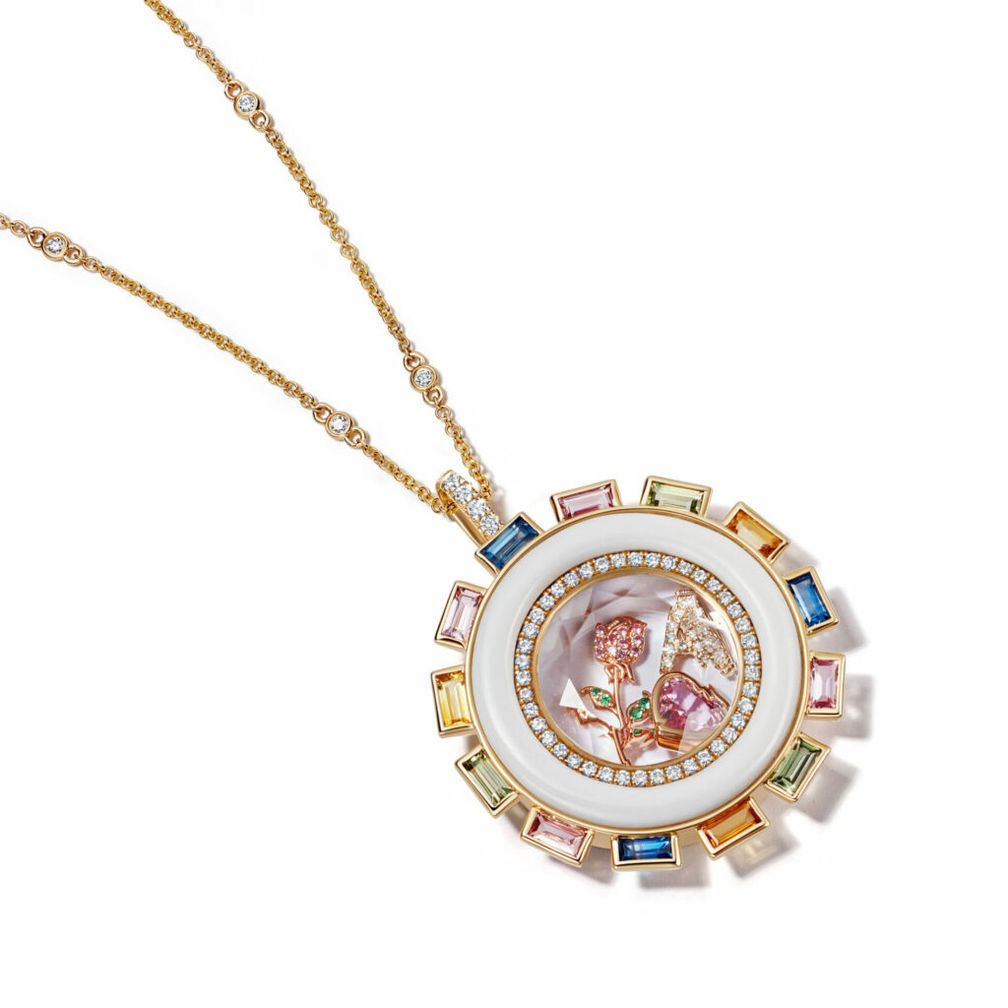 Медальон Sunrise с агатом и сапфирами