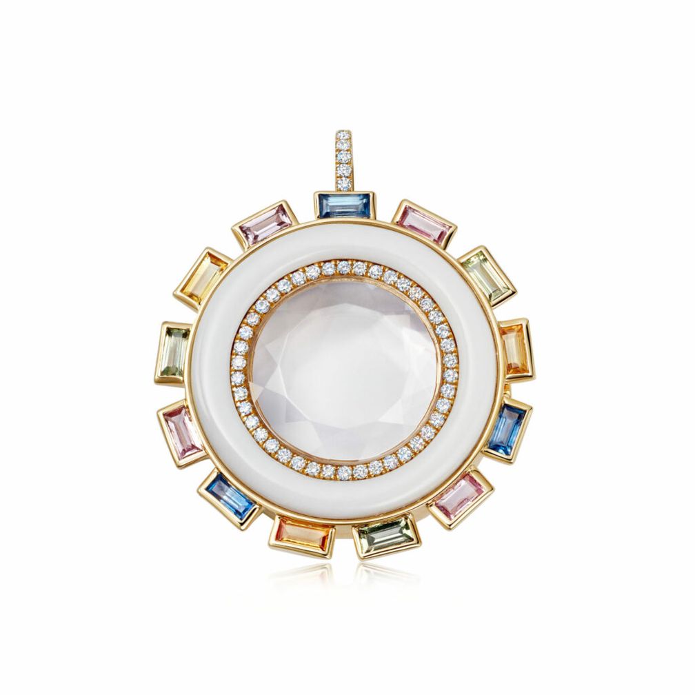 Медальон Sunrise с агатом и сапфирами