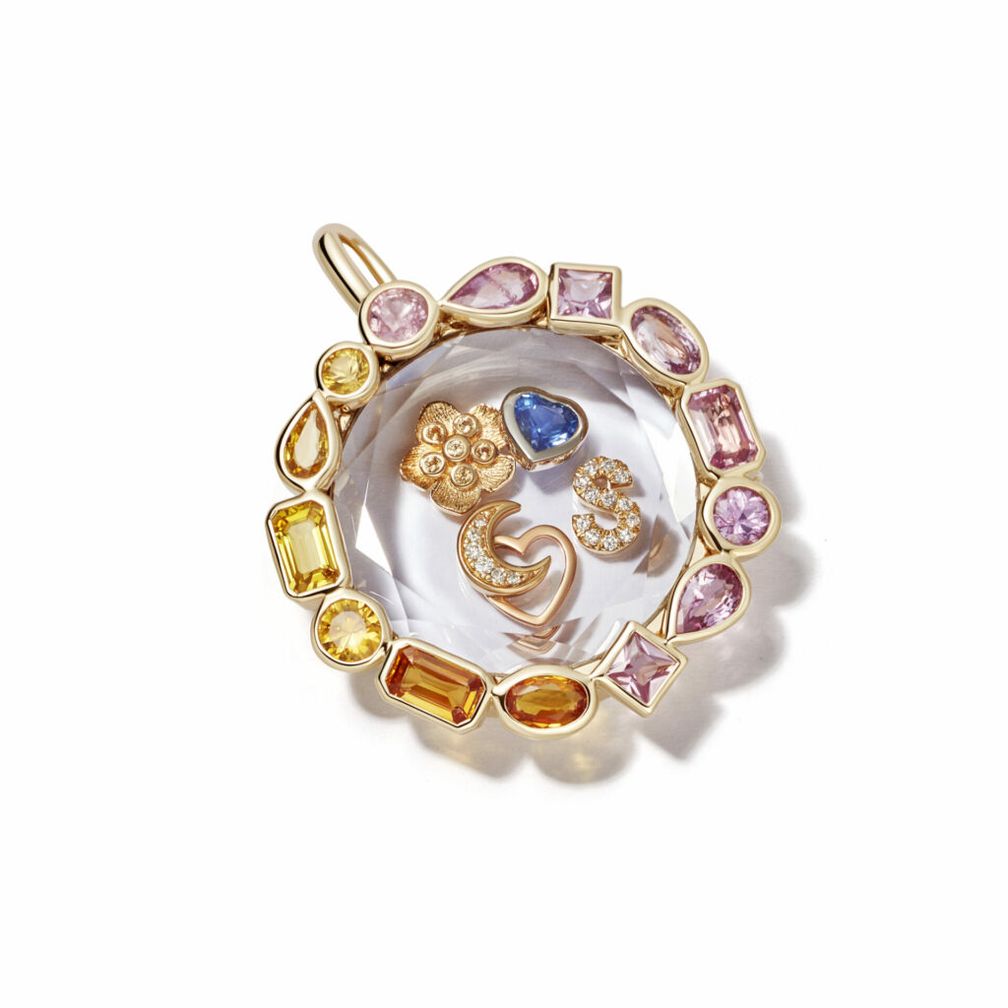 Медальон с розовыми и желтыми сапфирами