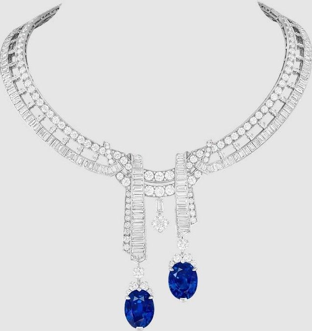 Колье London Josiah из белого золота с бриллиантами и сапфирами