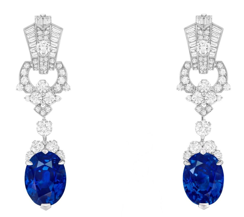 Серьги London Josiah из белого золота с бриллиантами и съемной подвеской с сапфирами