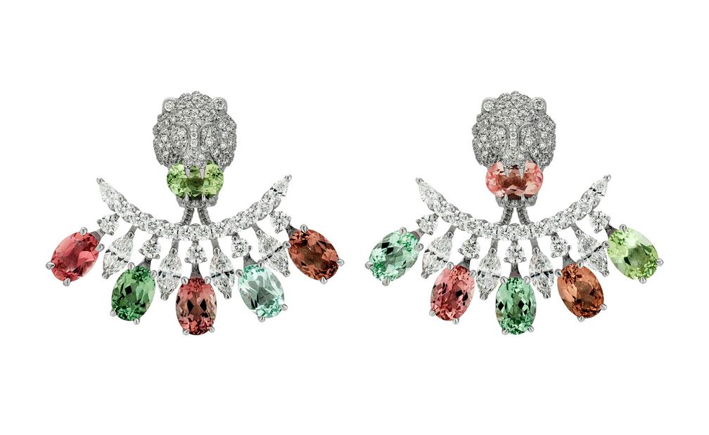 Серьги-джекеты Gucci Allegoria из 18-каратного белого золота с фантазийными турмалинами и бриллиантами Серьги-джекеты Gucci Allegoria из 18-каратного белого золота с фантазийными турмалинами и бриллиантами