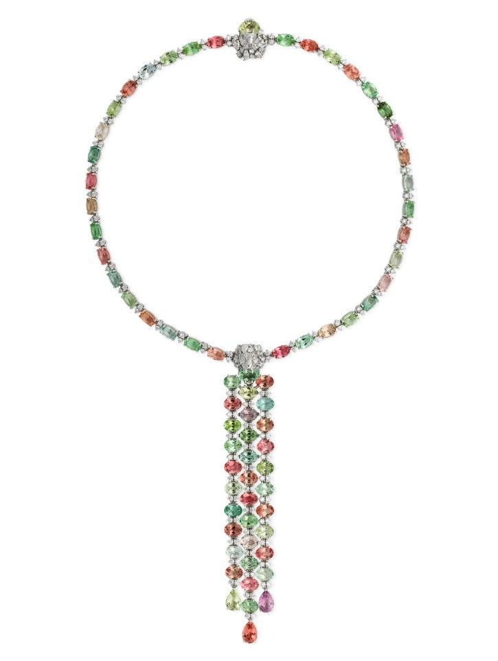 Колье Gucci Allegoria из 18-каратного белого золота с фантазийными турмалинами и бриллиантами Колье Gucci Allegoria из 18-каратного белого золота с фантазийными турмалинами и бриллиантами