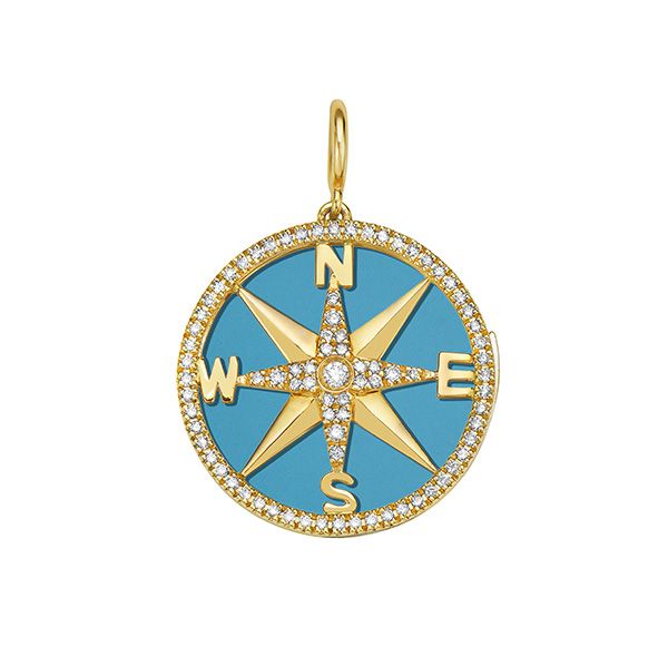 Подвеска Seasons Compass от Lionheart из 14-каратного золота с бриллиантами и бирюзой Подвеска Seasons Compass от Lionheart из 14-каратного золота с бриллиантами и бирюзой