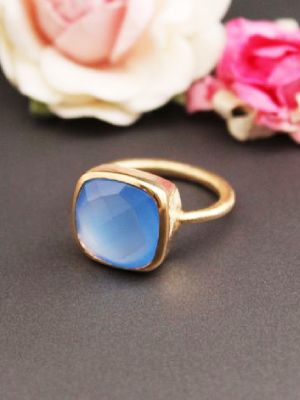 кольцо с синим халцедоном