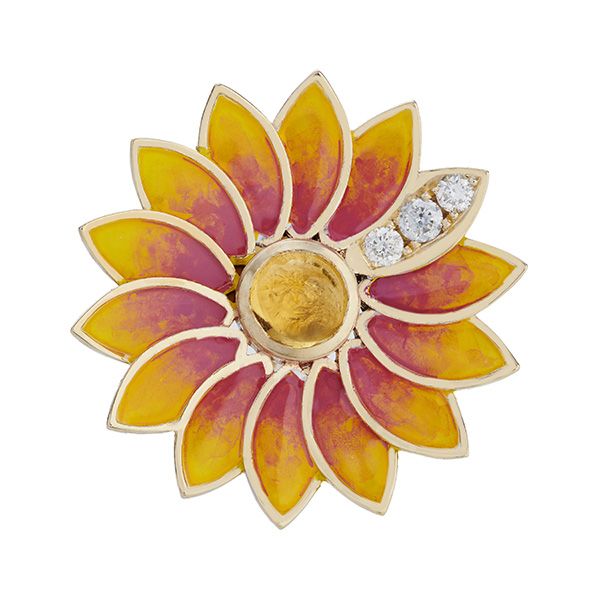 Серьги Daisy от Basak Baykal из 14-каратного золота с цветной краской, цитрином и бриллиантами Серьги Daisy от Basak Baykal из 14-каратного золота с цветной краской, цитрином и бриллиантами