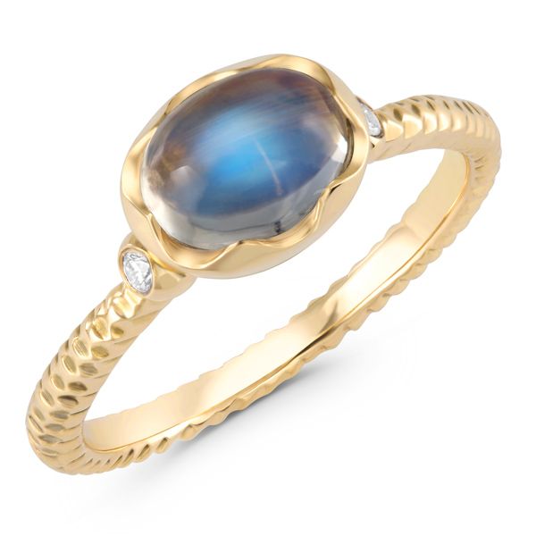 Кольцо Wishing Well от Svetlana Lazar из желтого золота 18 карат с кабошоном из радужного лунного камня и бриллиантами 