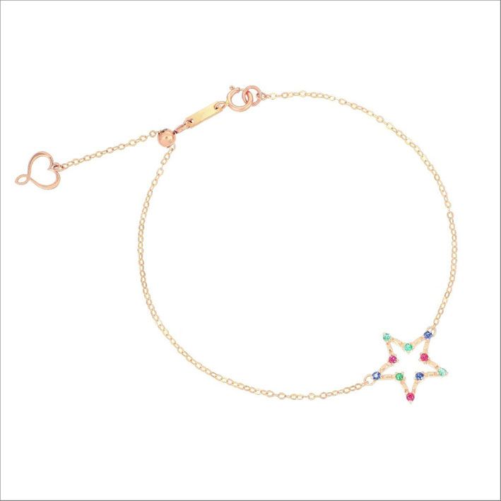 Браслет Etoile из розового золота с сапфирами, изумрудами, рубинами