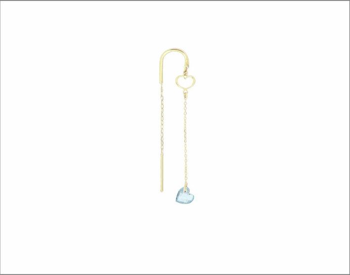 Серьга из 18-каратного желтого золота с голубым топазом