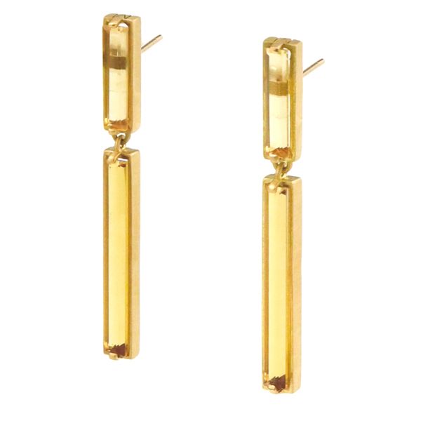 Двойные серьги Pillars из желтого золота 18 карат с цитрином