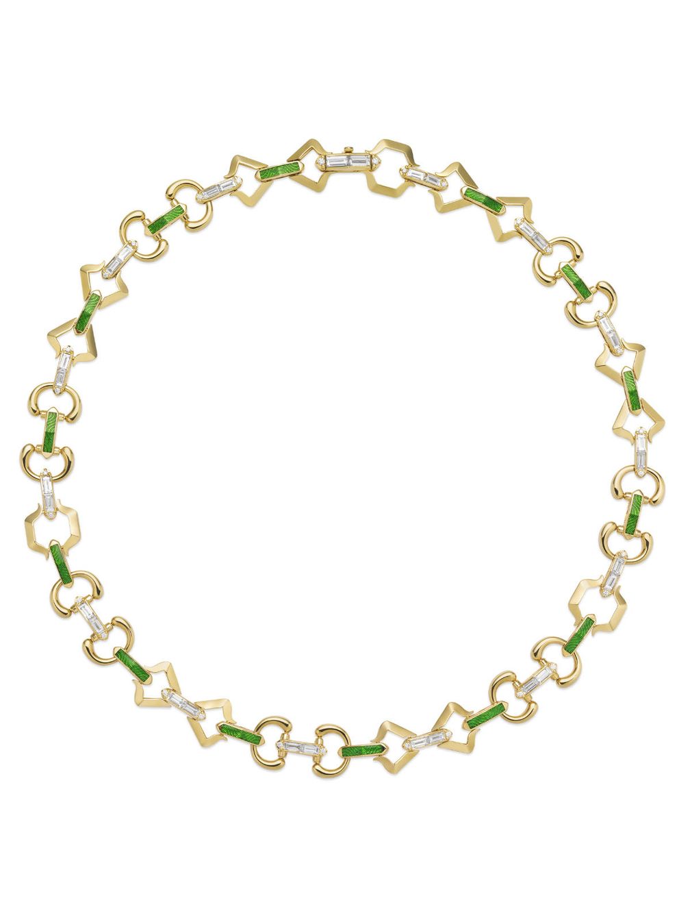 Колье из 18-каратного золота, бриллиантов и малахита