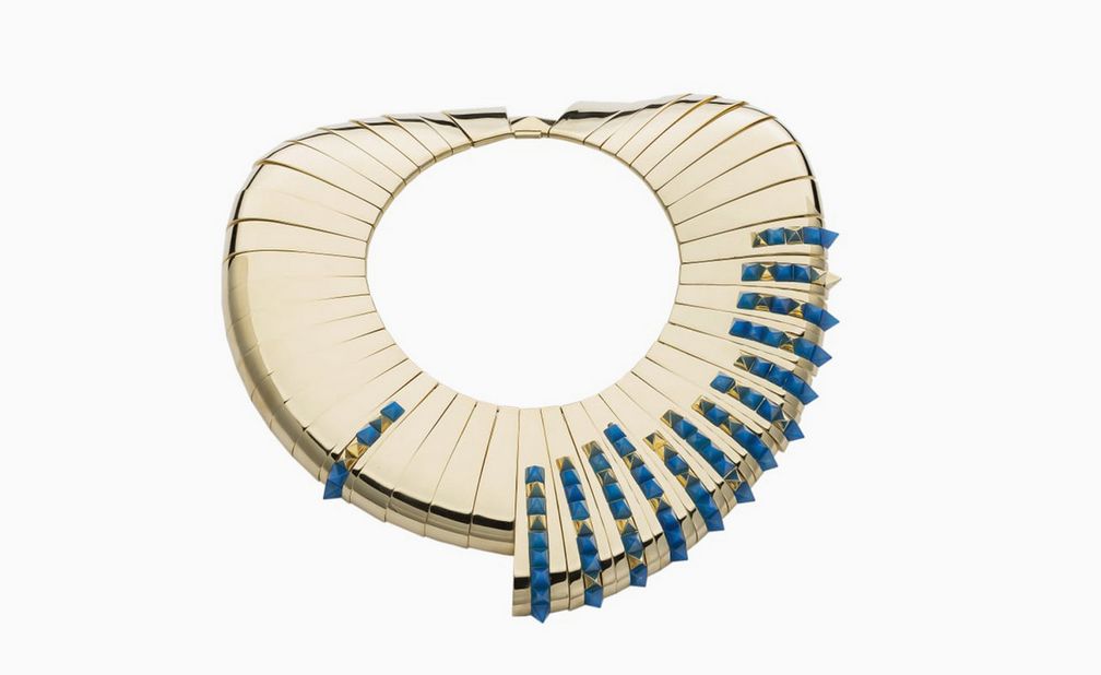 Колье-ошейник из золота и синего агата от итальянского бренда Peruffo Колье-ошейник из золота и синего агата от итальянского бренда Peruffo