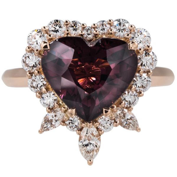 Кольцо в виде сердца от Kaltham’s Pavilion из 18-каратного розового золота со шпинелью и бриллиантами