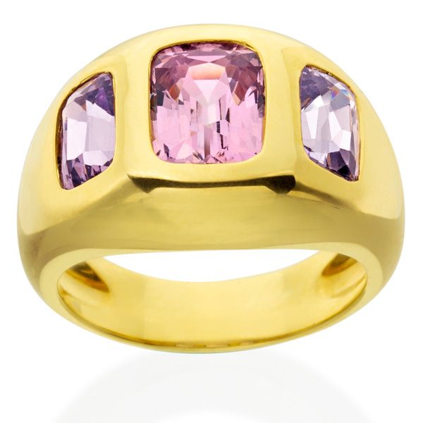 Кольцо Gypsy от Lauren K из 18-каратного желтого золота с лавандовой и розовой шпинелью