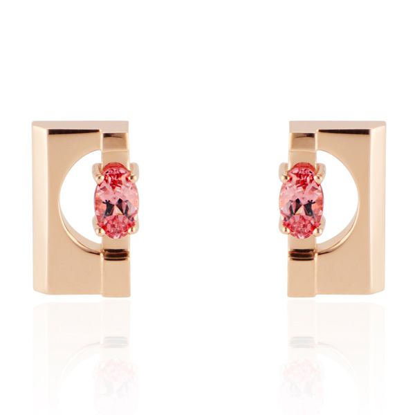 Серьги-гвоздики Passage от Macadam из 18-каратного розового золота с розовато-оранжевой шпинелью